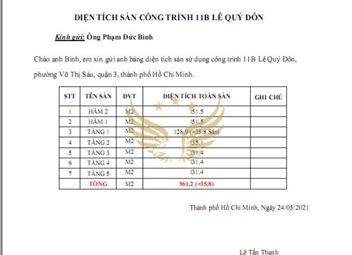 Cho Thuê Tòa nhà 11B Lê Quý Đôn Phường 1 Quận 3