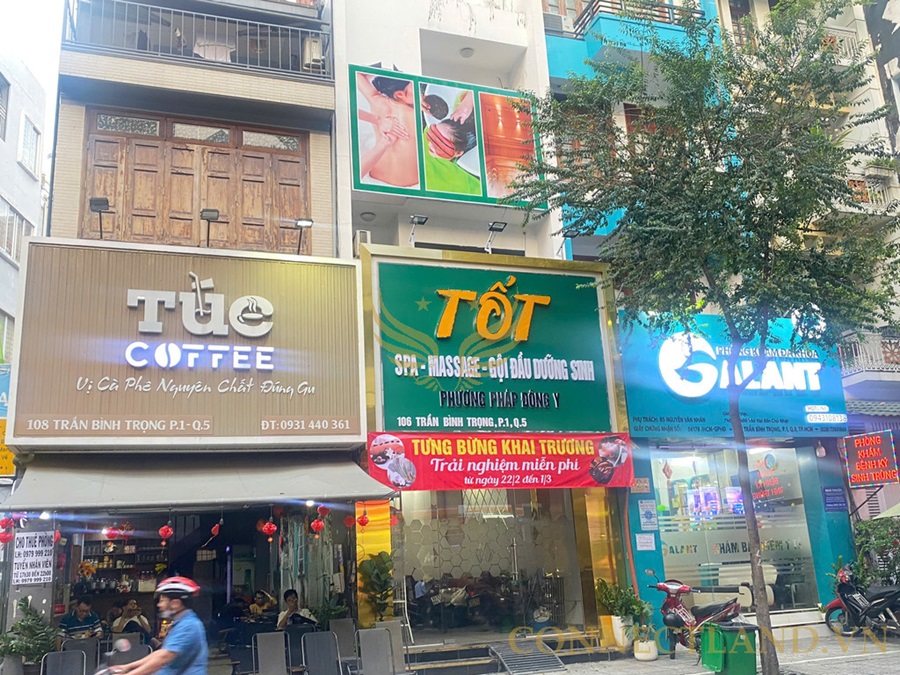 Cho Thuê Mặt Bằng Mặt Tiền 106 đường Trần Bình Trọng, Phường 1, Quận 5,  DT: 4x16m, 1 Trệt 3 Lầu, DTSD 256m2
